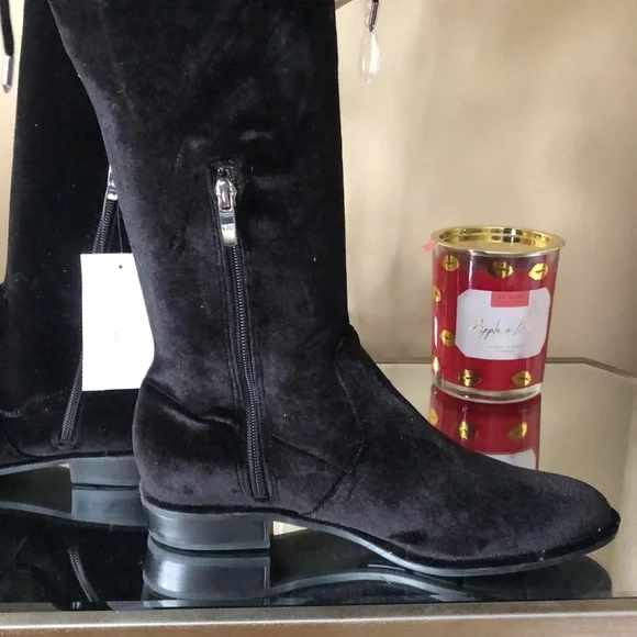 New MARC FISHER Black Velvet Over the Knee Boots - Picture 5 of 14